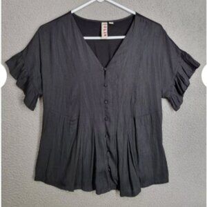 Anthropologie Dolan Left Coast Flowy V Neck Relaxed Fit Blouse - Black - Size S